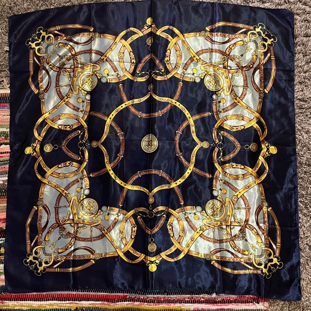 Elegant Navy and Gold Top/ Accessory / Scarf